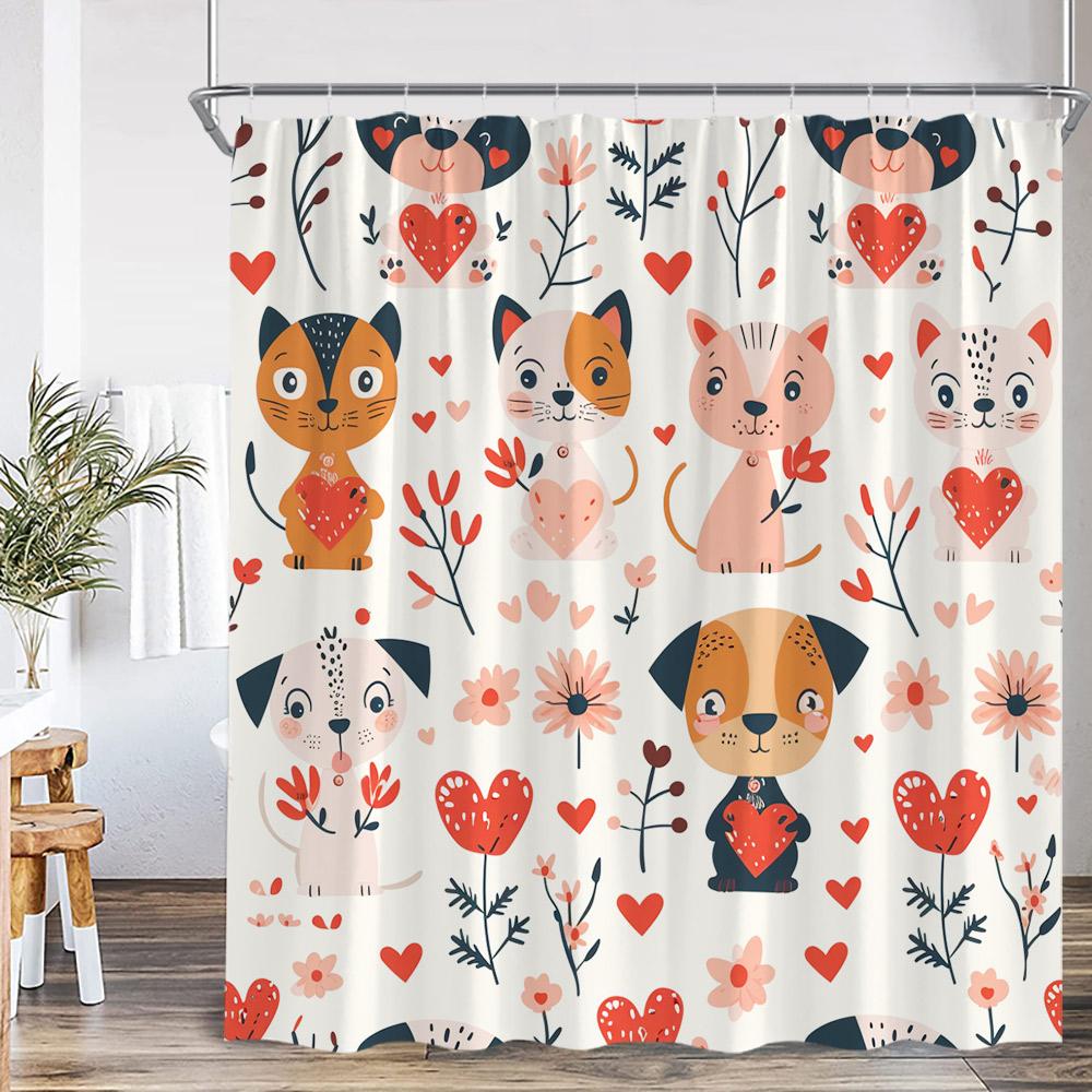 Cartoon Kids Bath Curtains Birds Rainbow Unicorns Cute Cats Fish Funny Animals Bathroom Decortaion Shower Curtain With Hooks