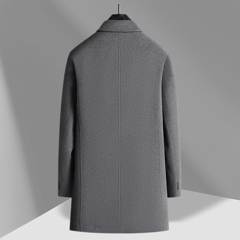 Herfst en Winter Nieuwe Heren Woljas Middel en Lang Afneembare Sjaalkraag Katoen Verdikt Wol Trenchcoat Herenjas