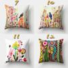 45x45cm Vintage Flower Pillow Case Decor Blue Painting Flower Bird Pillowcase Polyester Cushion Cover for Sofa Car Home