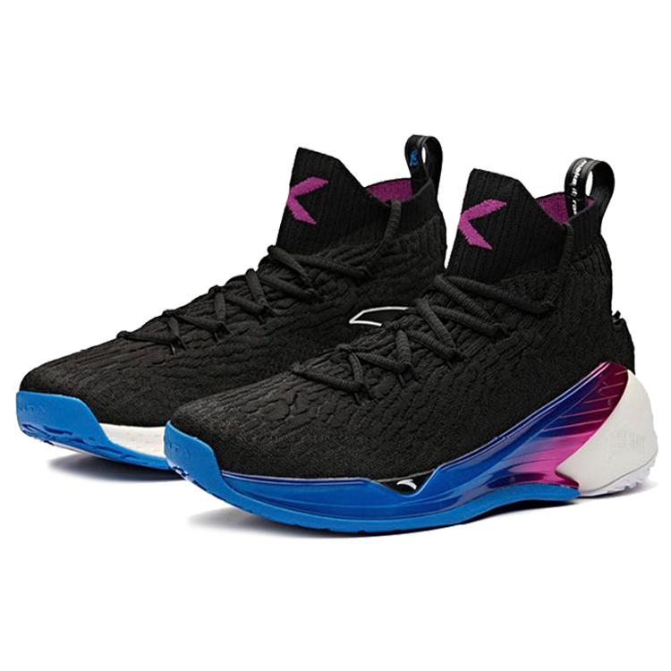 Anta KT4 Basketball Shoes Mens High Top Black/White/Purple 11841101-2