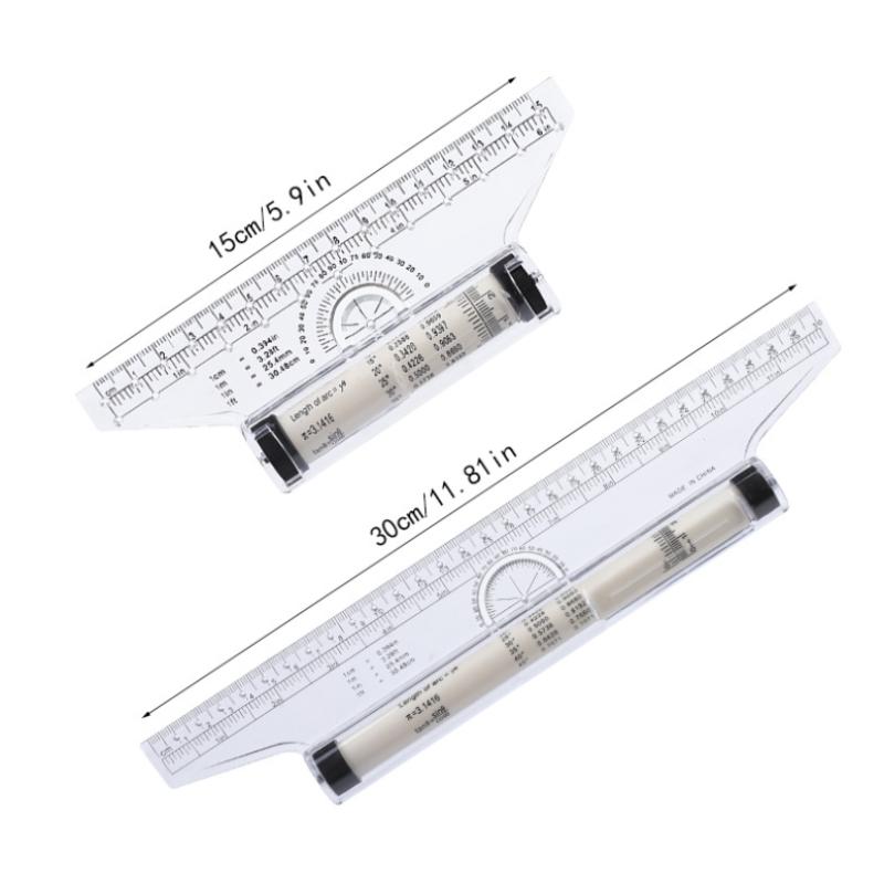 2Pcs Plastic Ruler Drawing Roller Ruler Parallel Multi-functional Drawing Design Used for Measurement Drafting Schools Offices