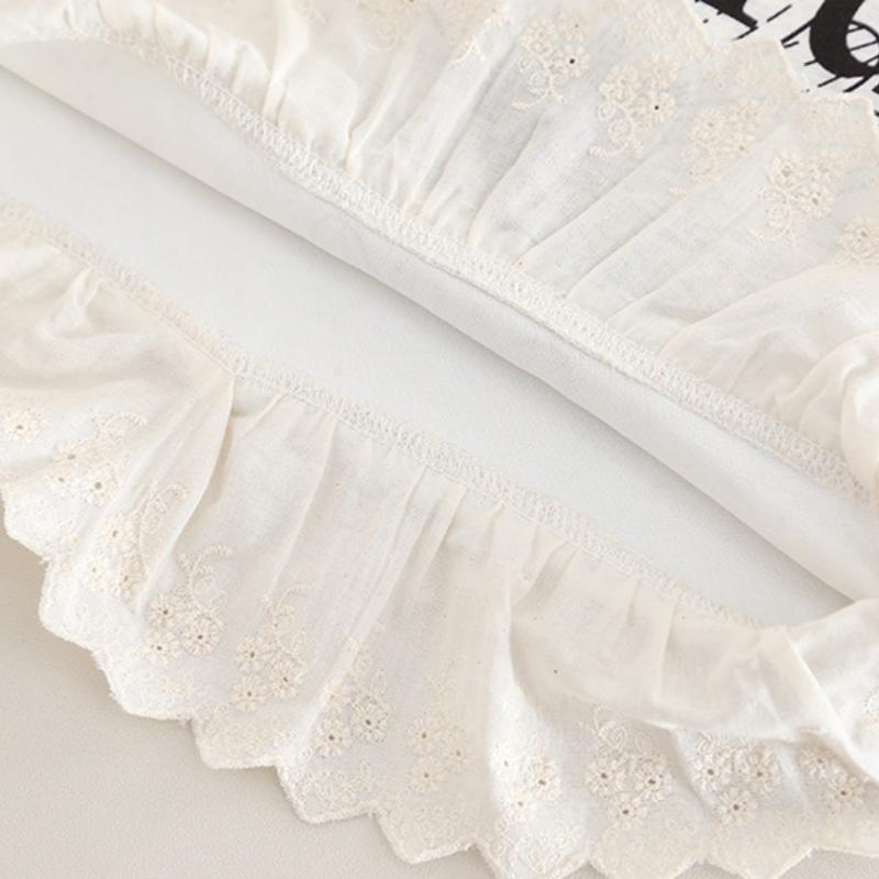 2 st/set Babyflickor Klädset Koreansk Stil Tecknat Tryck Spets Pullover Tröja + Byxor Småbarn Barn Träningsdräkter Barn Kostym