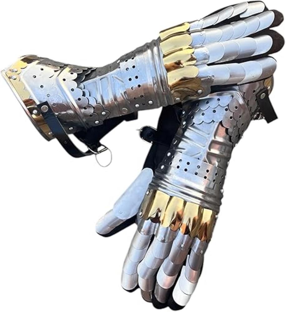 

Средневековые рыцарские перчатки-краги пара латунные акценты доспехи крестоносца стальные перчатки M аэро