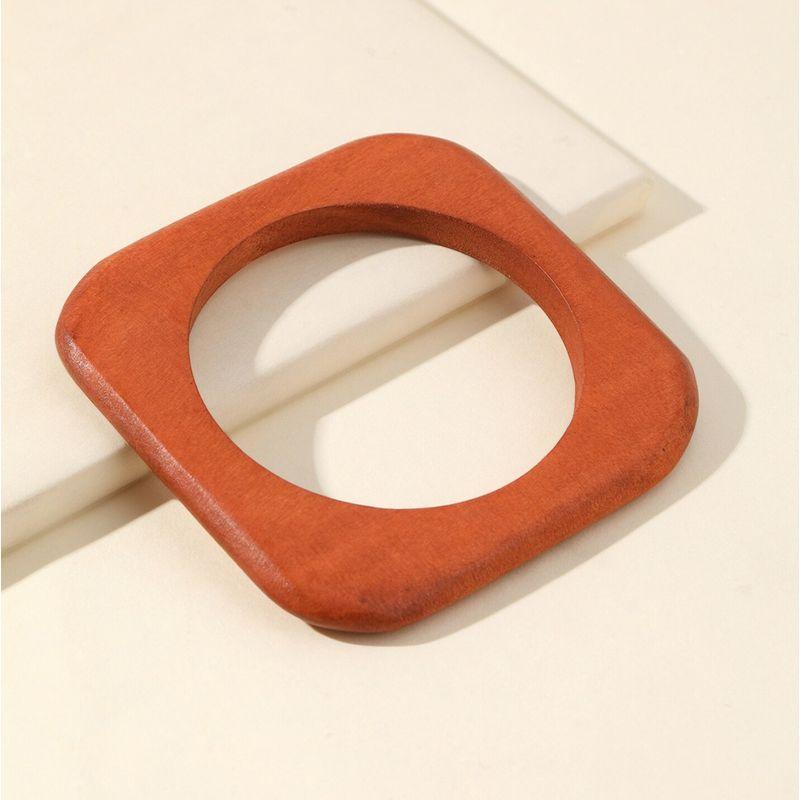 Bohemia Style Fashion Fashion Square Ethnic Style Brown Wood Stylish Wide Bracelet Retro Hand Jewelry
