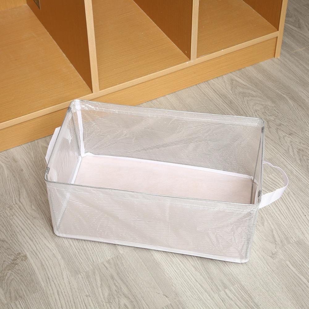 

Space Saver with Metal Frame Storage Basket Clear Stackable Wardrobe Organizer Large Capacity Clothes Box Closet Organization