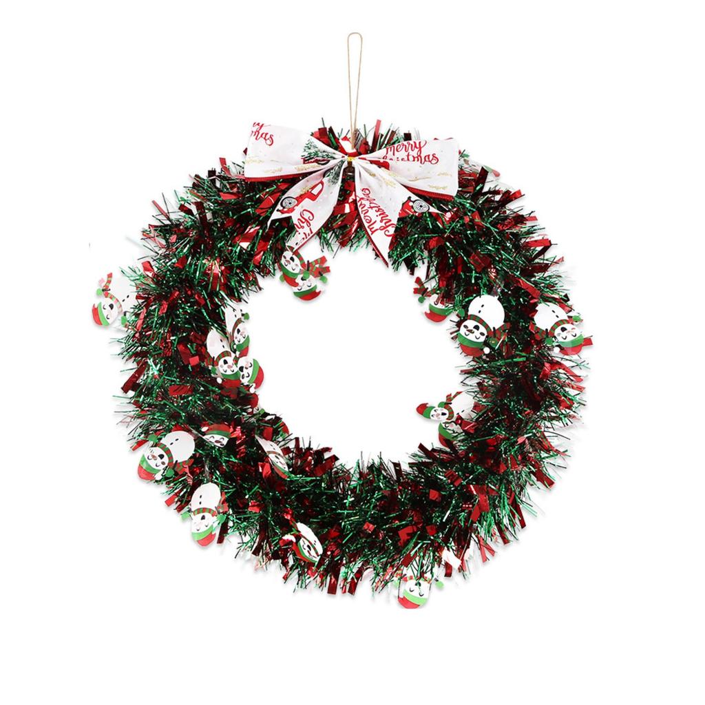Christmas Decoration Wreath Handmade Christmas Color Strip Wreath Door Hanging Red And Green Wool Strip Rattan Ring