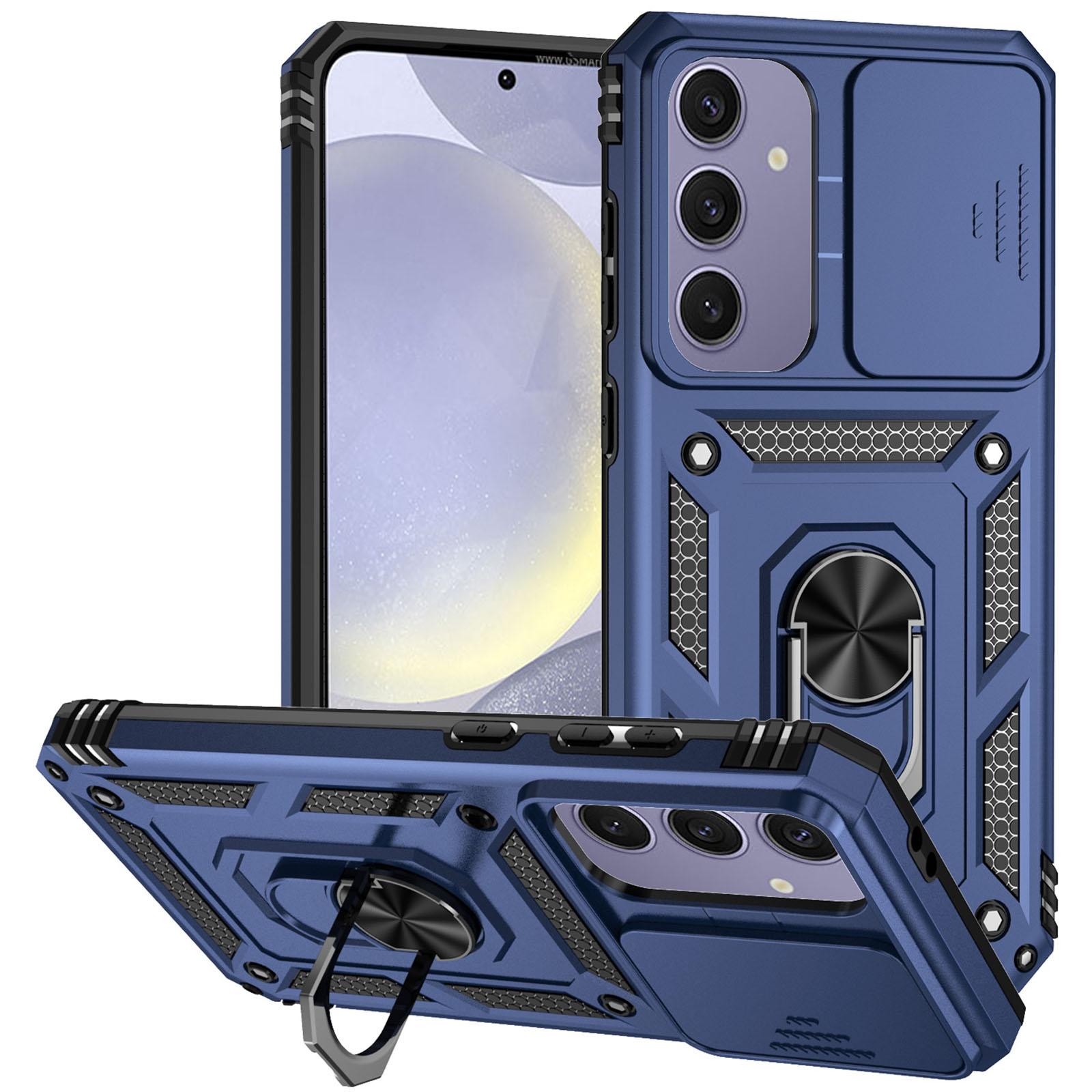 

For Samsung Galaxy S24 FE Case PC+TPU Phone Cover Lens Ultimate Protection Kickstand Blue