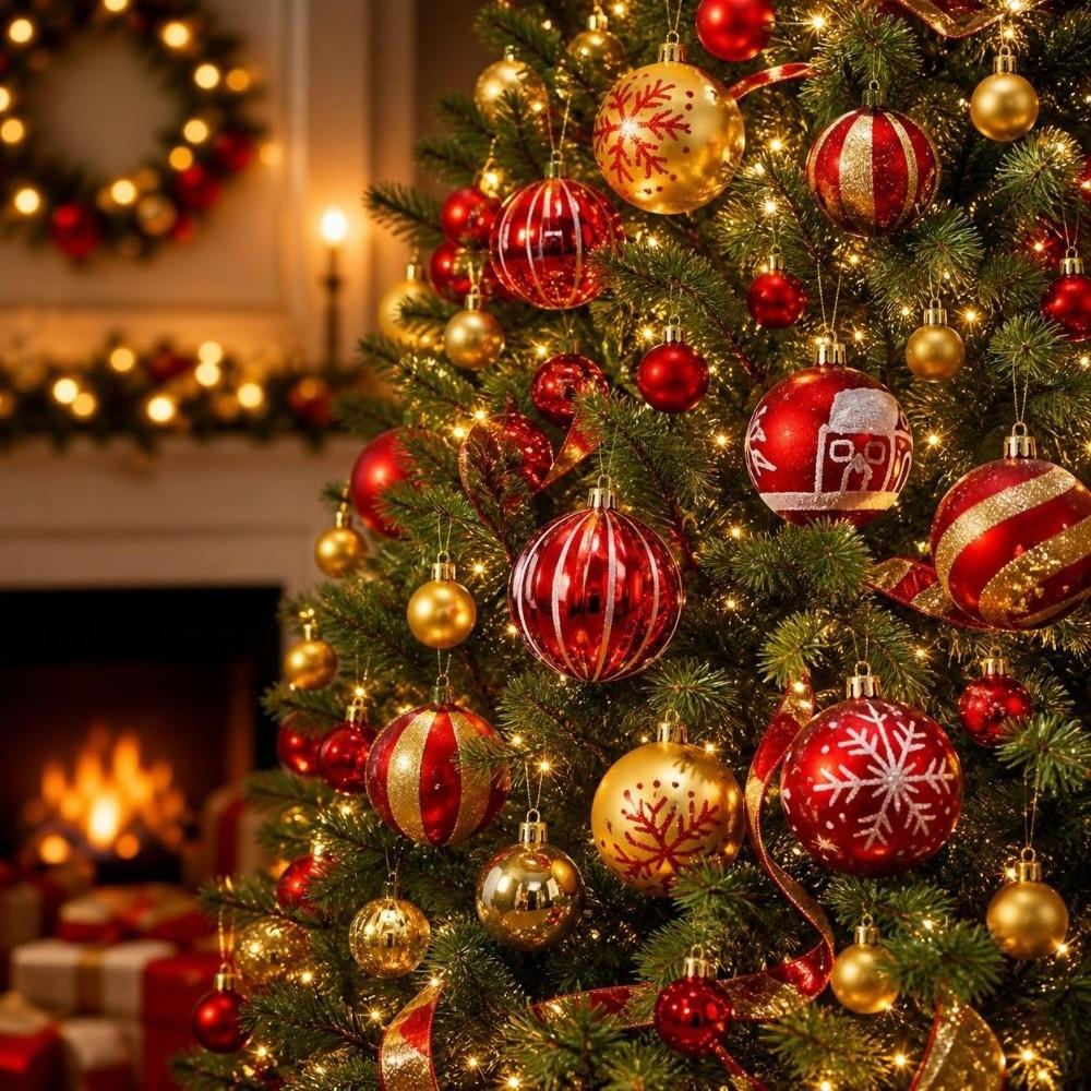 44Pcs/Set Shiny Christmas Ball 6/3CM Xmas Baubles Durable Xmas Ornament Ball  Home