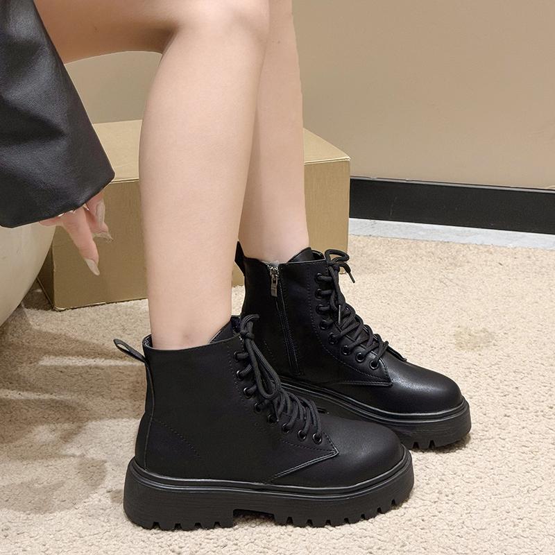 Fashion Women's Platform Short Boots 2025 Autumn and Winter Solid Color Classic Light Luxury Fashion Motorcycle Fashion Boots.