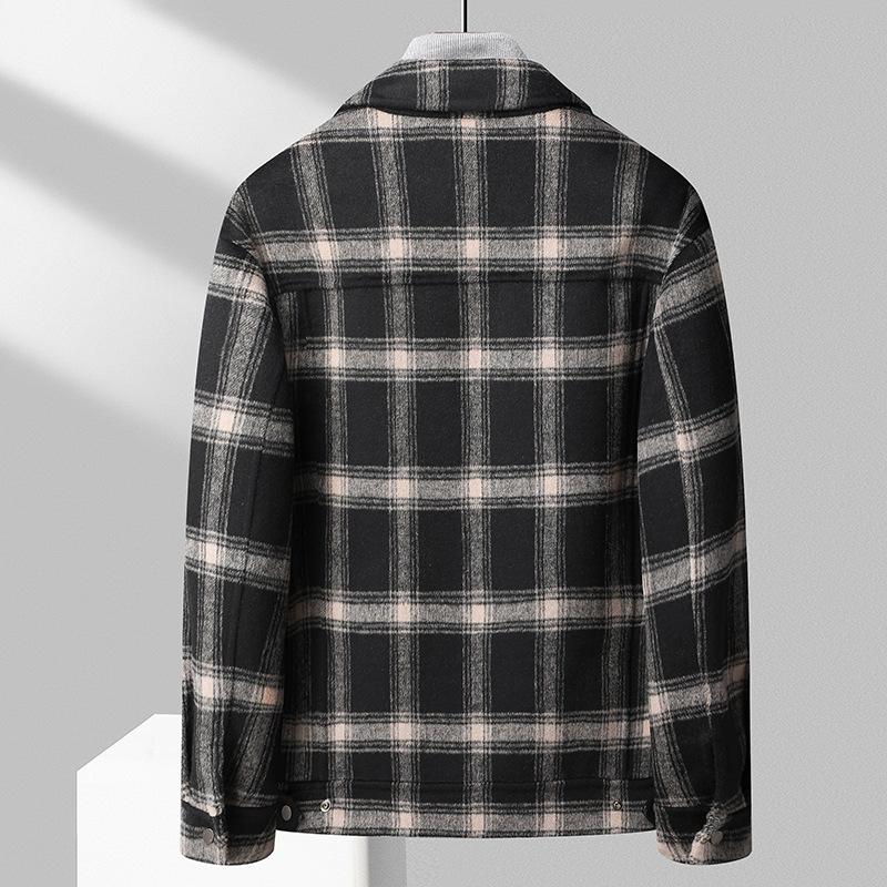 Autumn and Winter New Men's Handmade Double-sided Tweed Jacket British Lapel Youth Plaid Woolen Jacket Jacket Men