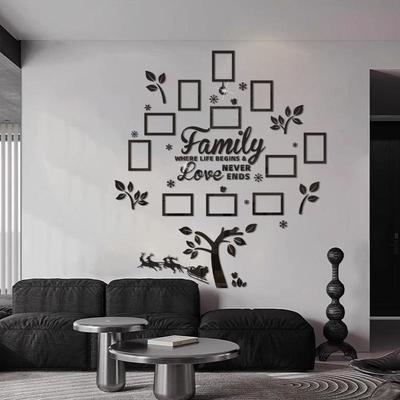 3D Acrylic Christmas Tree Photo Frame Wall Sticker for Living Room Décor