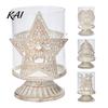 Holiday Gift for Her 2Pcs Christmas Hollow Metal Candle Holder, Vintage Tabletop Tealight Lantern, Xmas Glass Lamp Elk, Tree, Star & Heart Silhouette