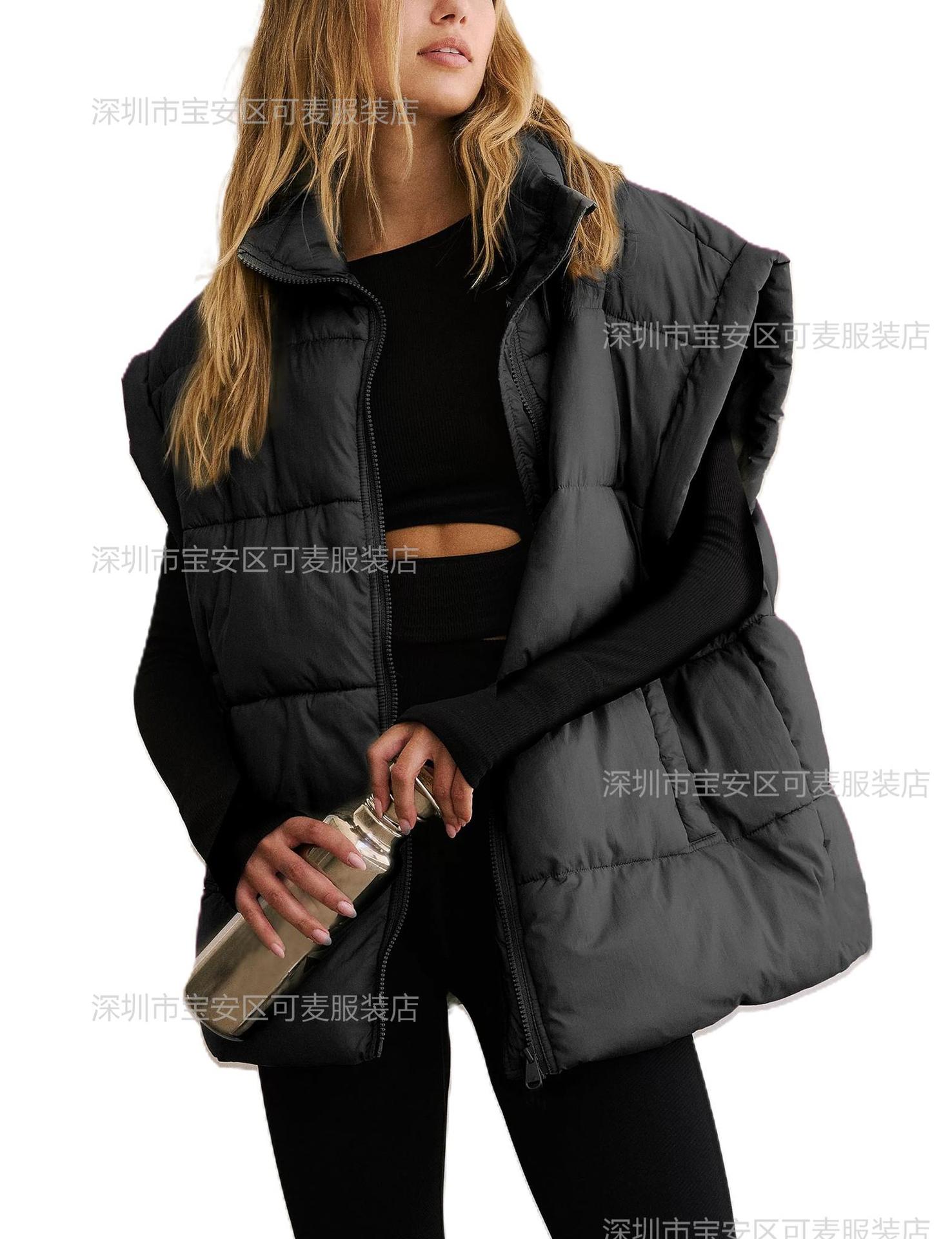 Женский пуховый жилет без рукавов, Легкий стеганый пуховый жилет, Повседневная верхняя одежда разных цветов S чёрный