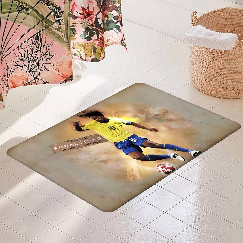 R-Ronaldinho Sport Football Star Door Mat Kids Room Bedroom Decoration Balcony Anti-Slip Doormat Living Room Doormat Area Rug