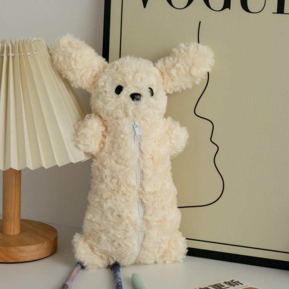 Plush Doll Animal Pen Bag Cute Design Stationery Bag INS Plush Pencil Bag  Makeup Storage