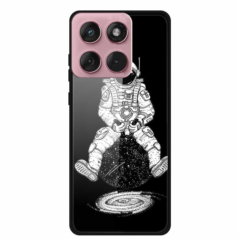Für Motorola Edge 60 60s 5G Glas Hülle Cartoon Weicher Stoßfänger Hartes Gehärtetes Glas Rückseite Hülle Für Motorola Edge 60 Fusion Schale