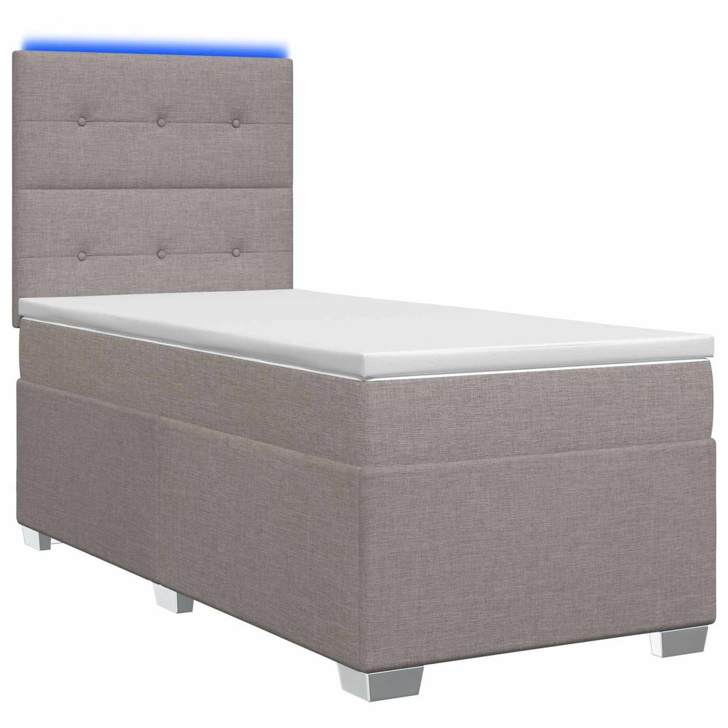 Boxspring Bed with Mattress and Headboard Taupe 80 x 200 cm Fabric