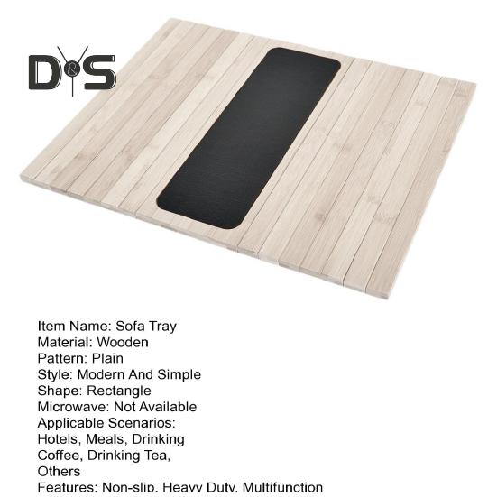 Bandeja de madera para reposabrazos de sofá, antideslizante, resistente, multifunción, rectangular, plegable, organizador de almacenamiento para tazas de café, bebidas y aperitivos