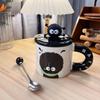 Coal Ball Mug with Lid Ceramic Drinking Cup Birthday Gift for Friends Funny and Creative Men's and Women's Coffee Cups