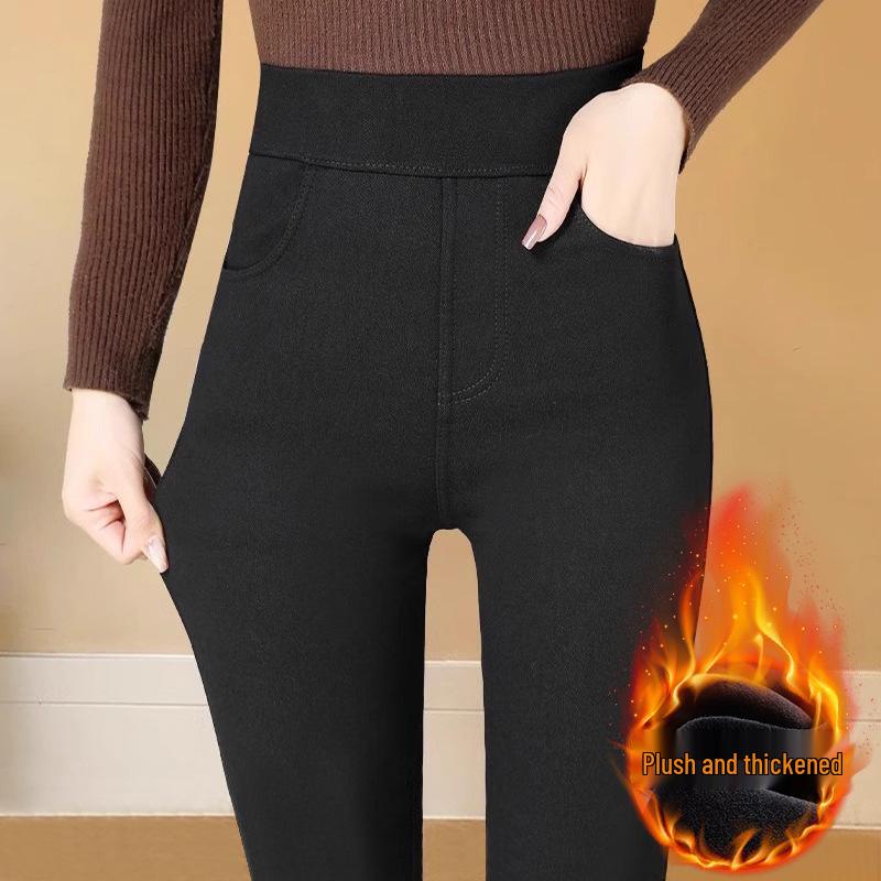 2025 New Style Black Velvet-Lined Slimming Leggings: Tight-Fit, Body-Shaping Winter Wear