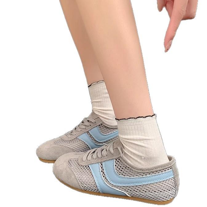 Atmungsaktive Mesh-Leder Damen Schuhe Sommer vielseitige lässige Sportschuhe