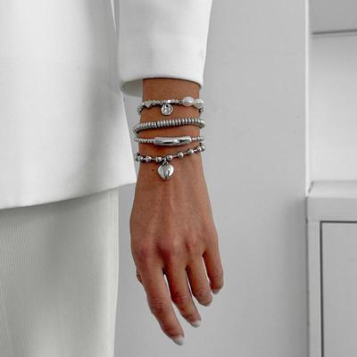 Liebe Perlenarmband Set Retro Einfach Elastisches Armband Damen Charme Ins Stil Armband Täglicher Schmuck Party Geschenk