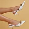 2025 Summer New Pointed Shallow Mouth Single Shoes Women Soft Leather Chain Boat Shoes Sexy Small Thin Heel Sandals