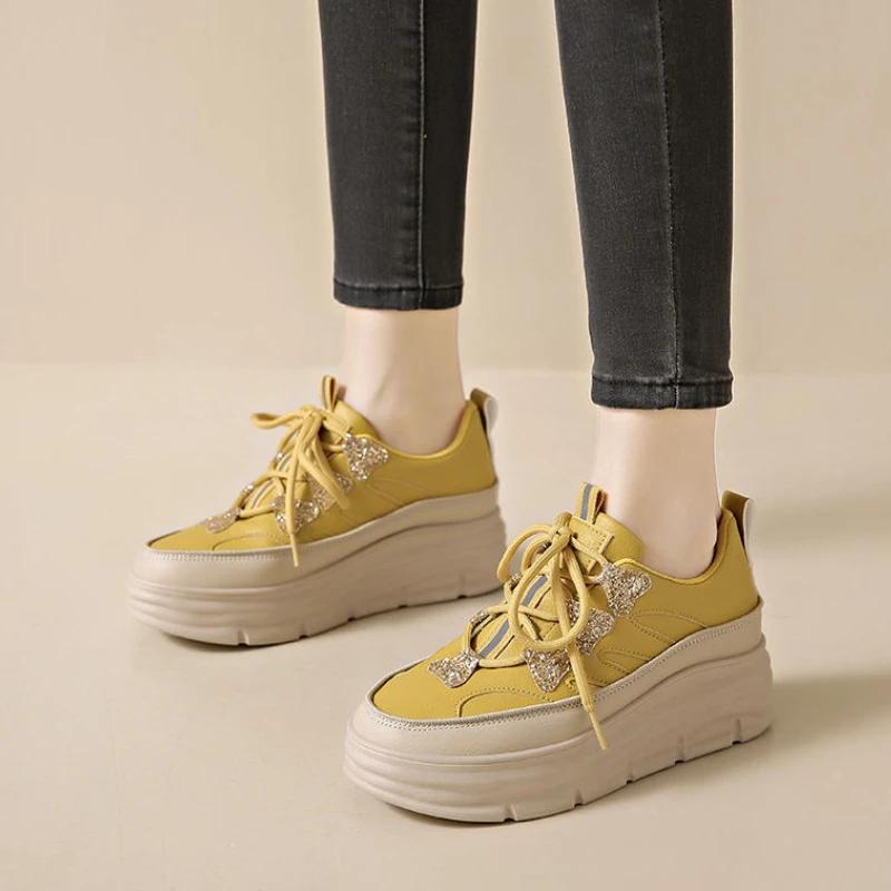 Fashion Spring Autumn Lace Up Woman Footwear Comfortable and Elegant Fashion 2025 Walking Original New Arrival In Casual Shoes for Women