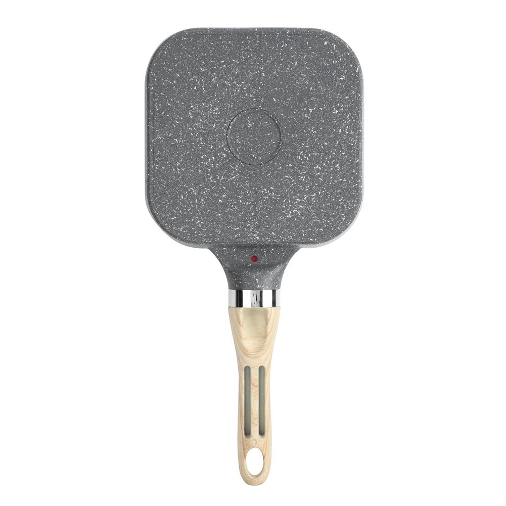 Kitchen Breakfast Pancake Cooking Pan Aluminum Frying Pan Mold for Egg Hamburger with Handle(Open Fire Induction Cooker
