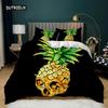 Sada povlečení na přikrývku s ananasem Bílá souprava povlečení na dvě postele Dospělí Žlutá Abstraktní Tropické ovoce Ananas Polyesterová přikrývka