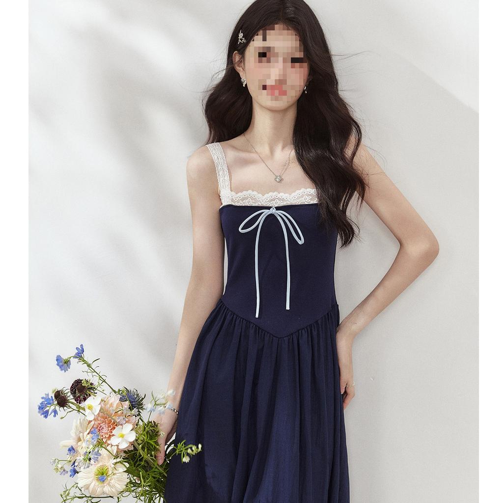 *** "Moon Cage Veil" dress women's design sense niche lace splicing strap suspender skirt women's summer