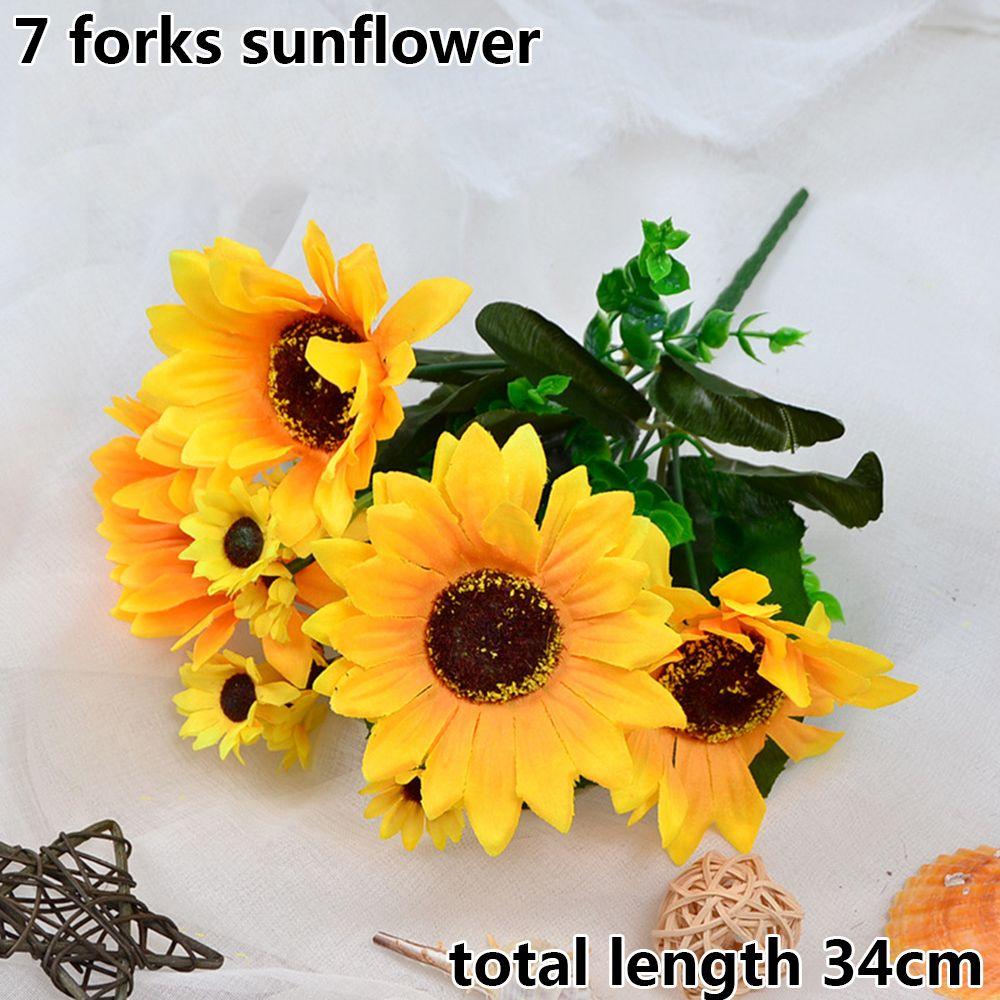 5/7/22 Heads DIY Craft Real Touch Home Decor Wedding Decoration Fake Flores Bouquet Silk Sunflower Artificial Flower