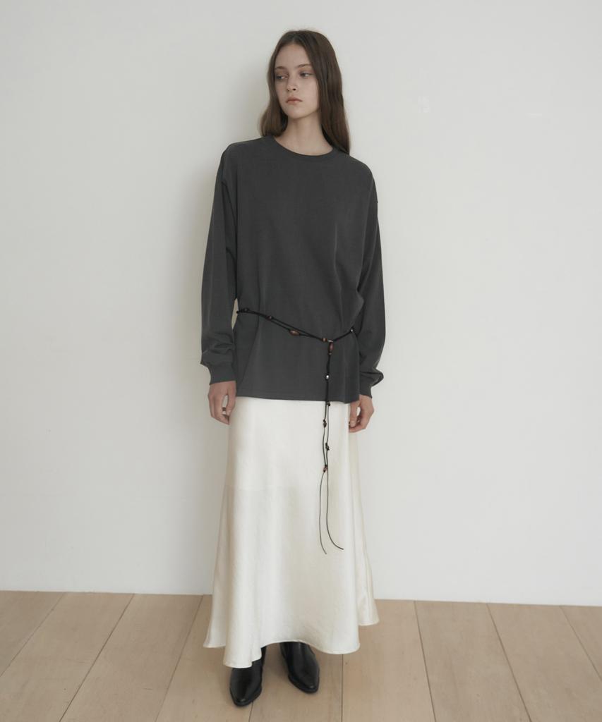 Mosyupamosyu Satin Low-Rise Flare Skirt [Ivory]