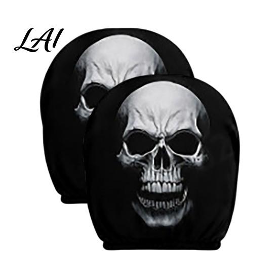 Soft Polyester Headrest Slipcovers 2Pcs Halloween Car Covers Creepy Ghost Face Seat Customized Auto Interior Styling Protector Breathable Decor for