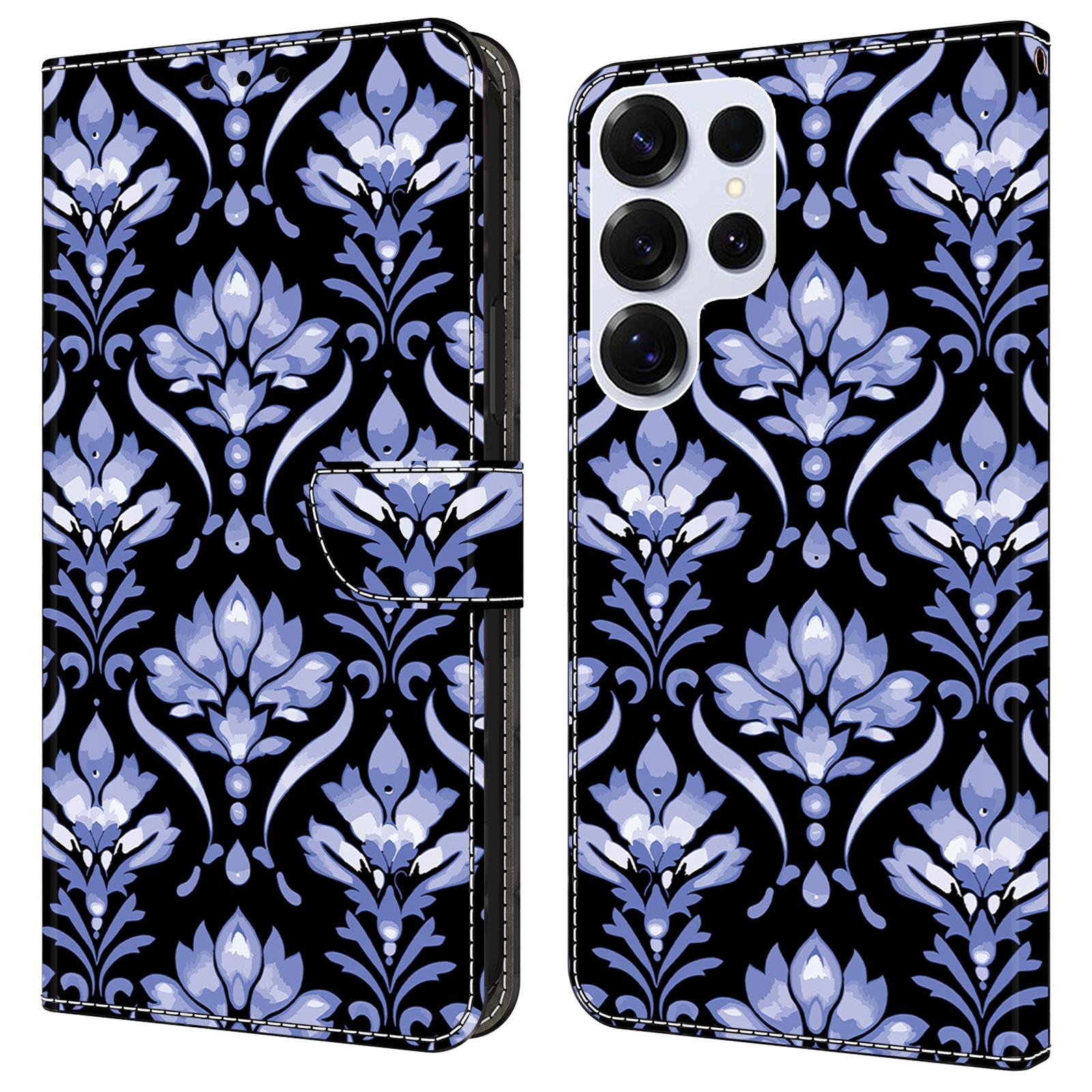 

Для Samsung Galaxy S24 Ultra Шкіряний Чохол з Друком Візерунка Гаманець Підставка Протиударний Чохол для Телефону Flower Texture