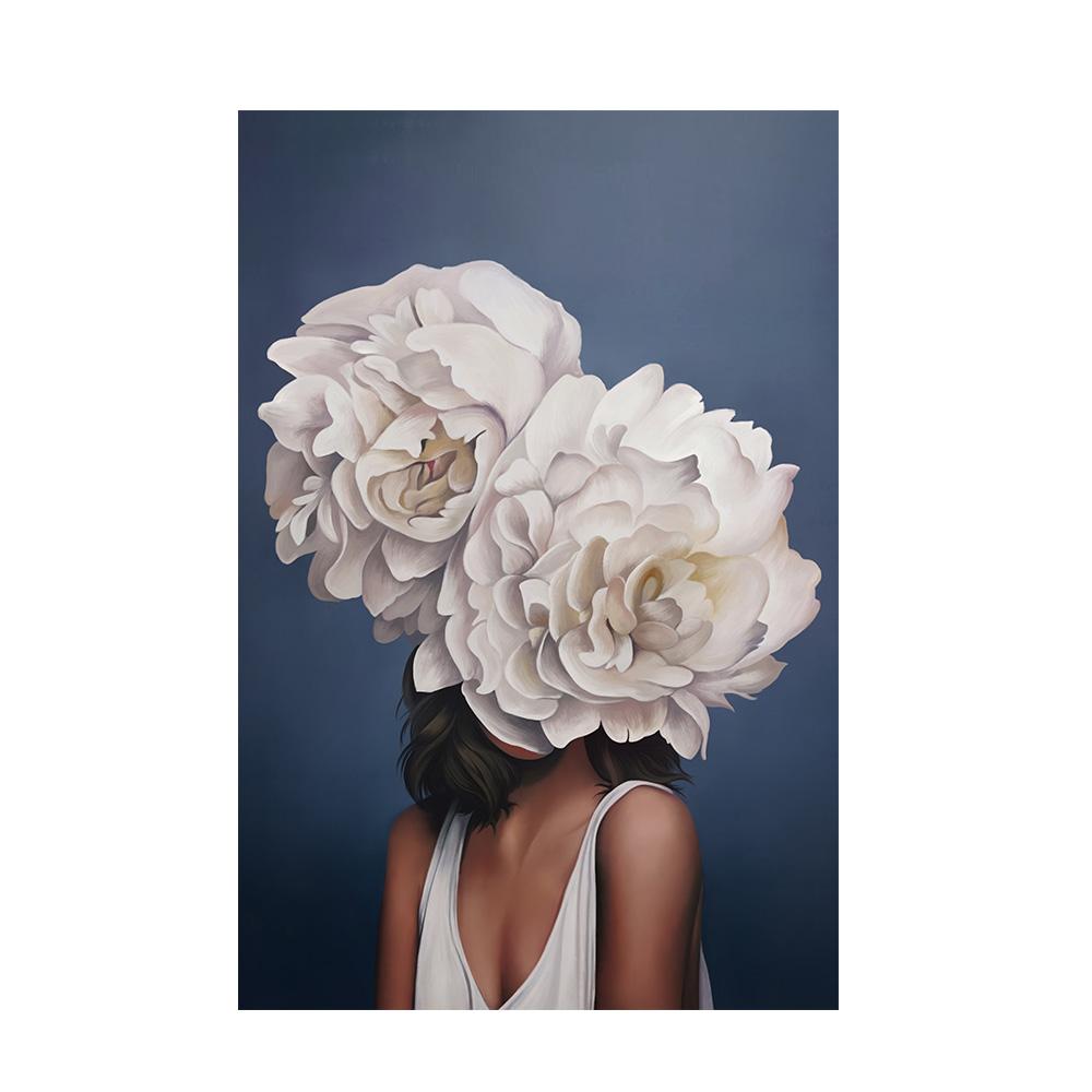 Nordic Flowers Head Woman Canvas Paintings On the Wall Art Posters And Prints Feather Girls Wall Pictures Home Decoration