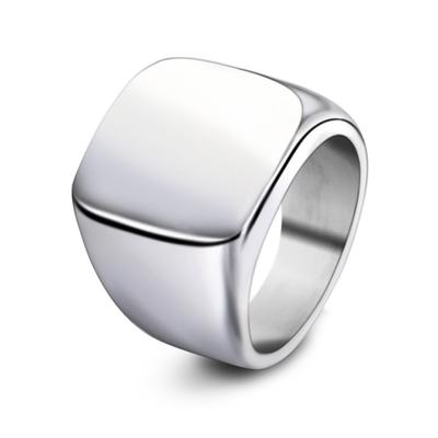Men Fashion Rings Square Big Width Signet Rings 24K Titanium Steel Man Finger  Men Ring