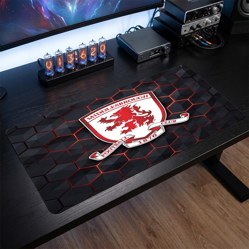 Middlesbrough FC Theme Pattern Mouse Pad, Soccer Logo Design XXL Gaming Desk Mat Non-Slip Computer Mouse Pad