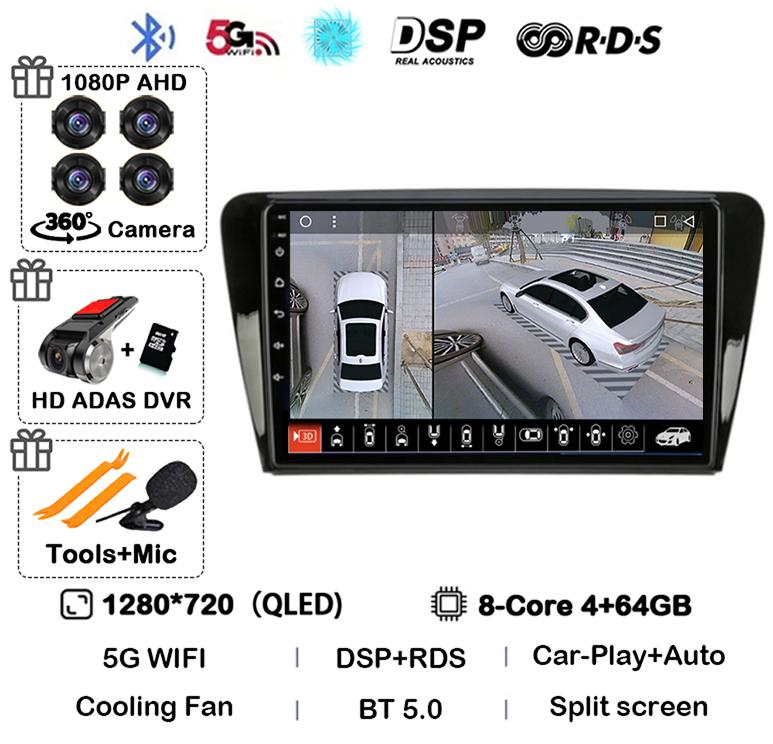 Android 14 Carplay Auto Car Radio For Volkswagen SKODA Octavia 3 A7 2013 2014 2015 2016 2017 2018 Multimedia Player Stereo GPS