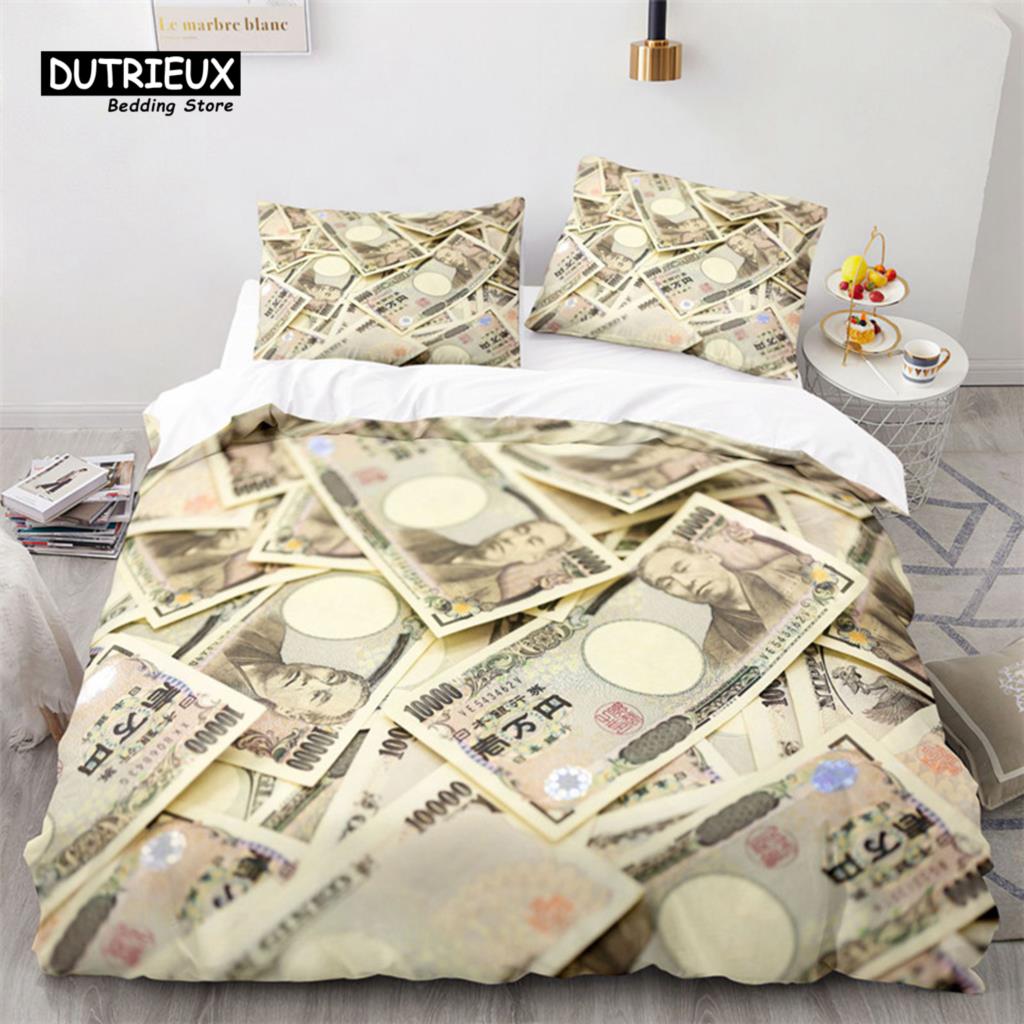 Money Bedding Set Microfiber Dollar Bills of United States Print Duvet Cover Twin King Queen Size For Kids Adults Bedroom Decor