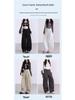 2025 Autumn Women's Spliced Wide-Leg Cargo Pants with Large Pockets