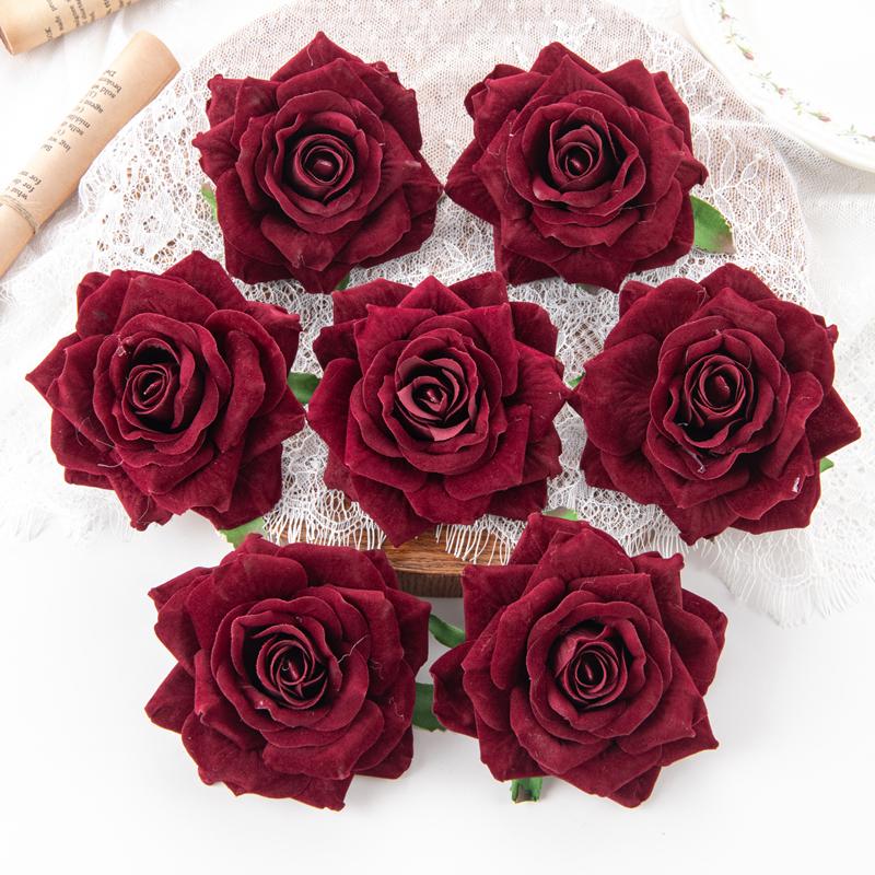 Artificial Flowers for Home Room Table Decoration Silk Red Roses Scrapbooking Diy Craft Wreath Wedding Bride Bouquet Accessories