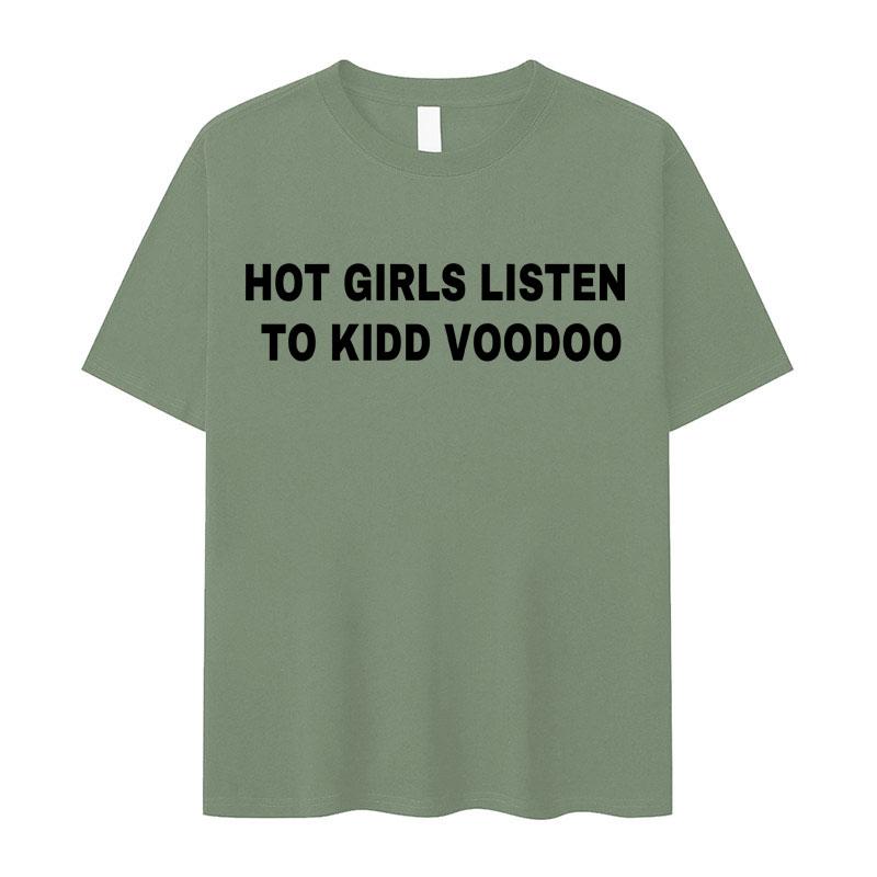 

Funny Hot Girls Listen To Kidd Voodoo Album Tour 2025 Pattern Print Fashion Tshirt Summer Mens Women Hiphop Pure Cotton Tshirt 4XL