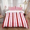 Juego de Ropa de Cama Estampada con Rayas Rojas de 3 Piezas, Transpirable y Suave, Lavable a Máquina, Regalo de Navidad, Adecuado para Decoración de Dormitorio, 15172