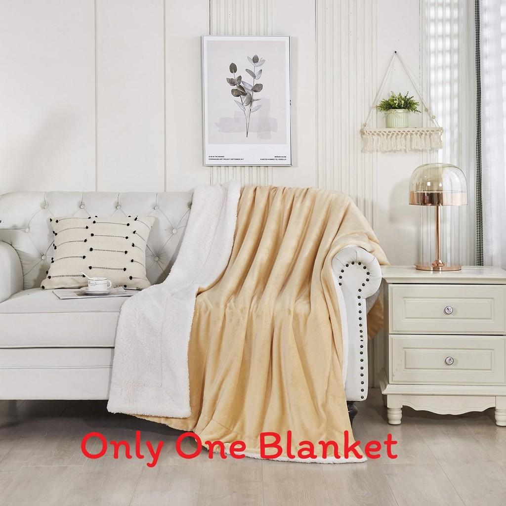 Thick Polyester Plush Fleece Blanket With Double Layer Warmth For Home Use Sleep