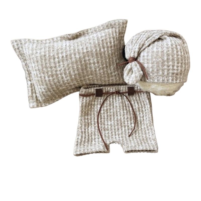 

Toddlers Photography Props Newborn Photography Costume Knitted Hat Pillow & Pants Outfit Photo Shoot Clothes Baby Supply 1