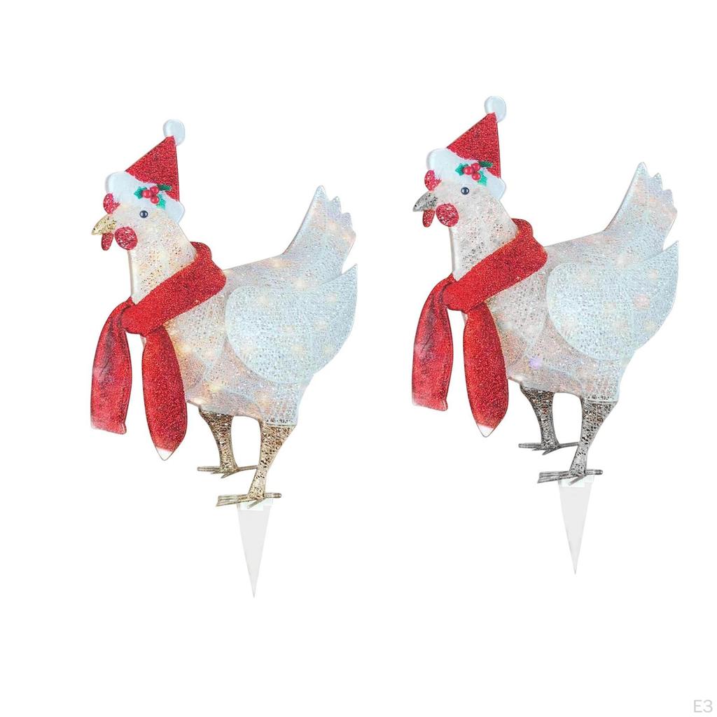 Christmas Lighted Chicken Decoration for Garden