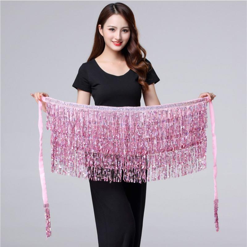 Sexy Sequins Tassel Dancewear Belly Dancing Dress Waist Chain Belt Shiny Stage Show Accessories Costume Prop Belly Dance Skirts