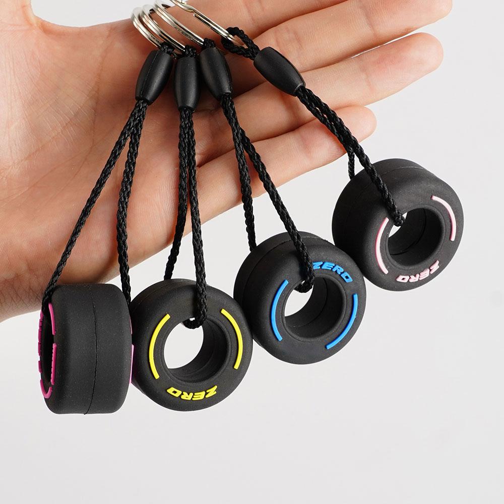 Tire Keychain Pendant Key-Ring Gift Small Car-Lovers Cartoon Fashion Simulation Unisex F1 Car-Decoration Rubber Auto-Accessories