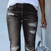Women's Skinny Ripped Jeans Mid Rise Distressed Destroyed Denim Pants with Pockets Stretchy Slim Fit Jean Trousers